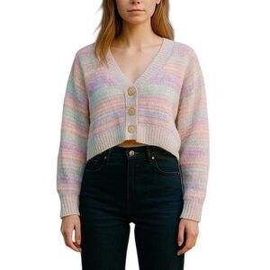 Arizona Womens Sweater Small  Cropped Cardigan Y2k 90s Boho Soft Girl Festival
